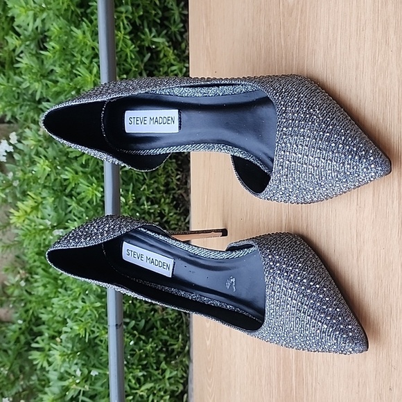 Steve Madden Proper Sequin Studded Gunmetal Silver Heel Size 9 NWOT - Picture 2 of 12